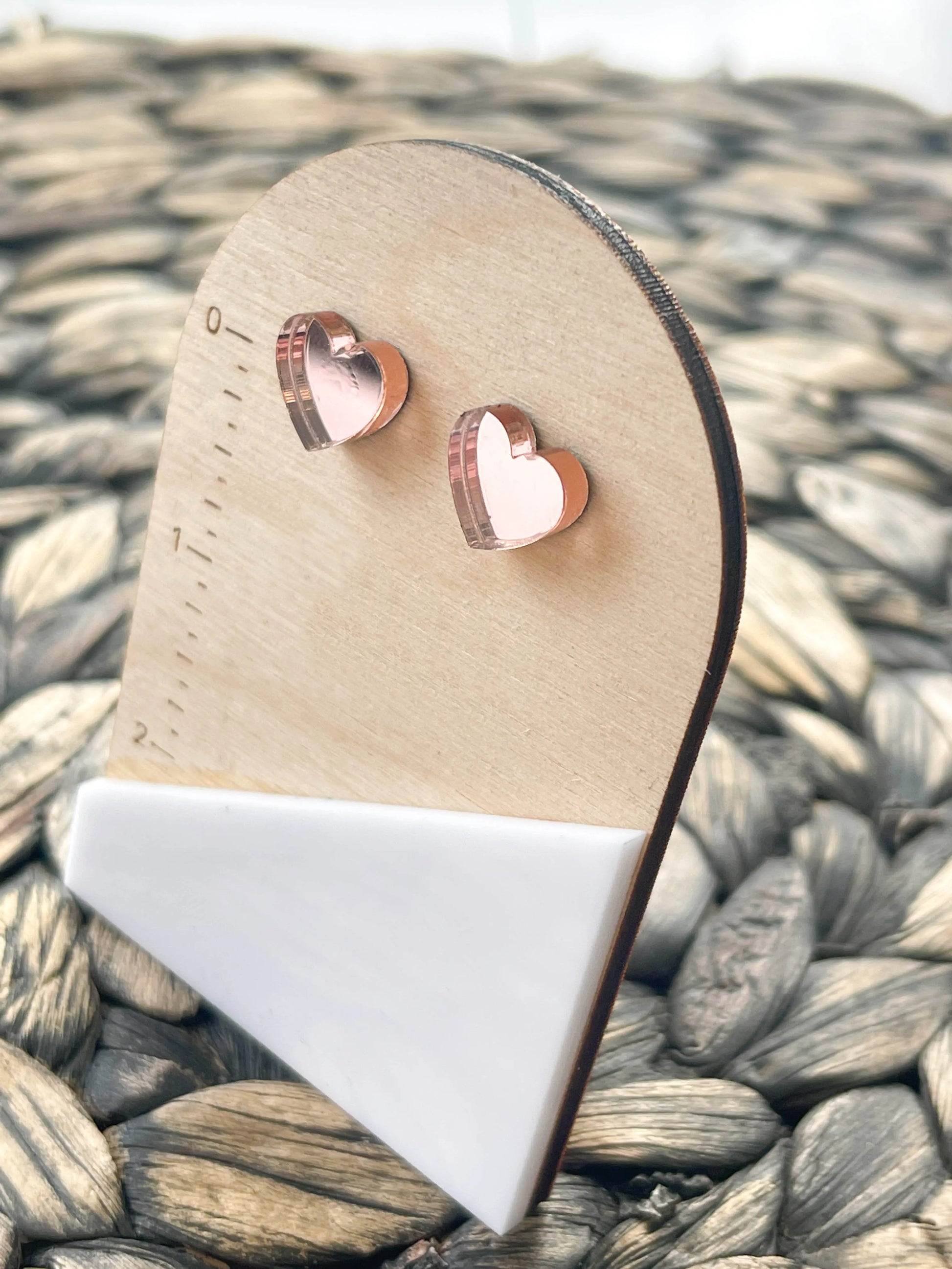 Rose Gold Mirror Heart Earrings - Hey There Crafty LLC