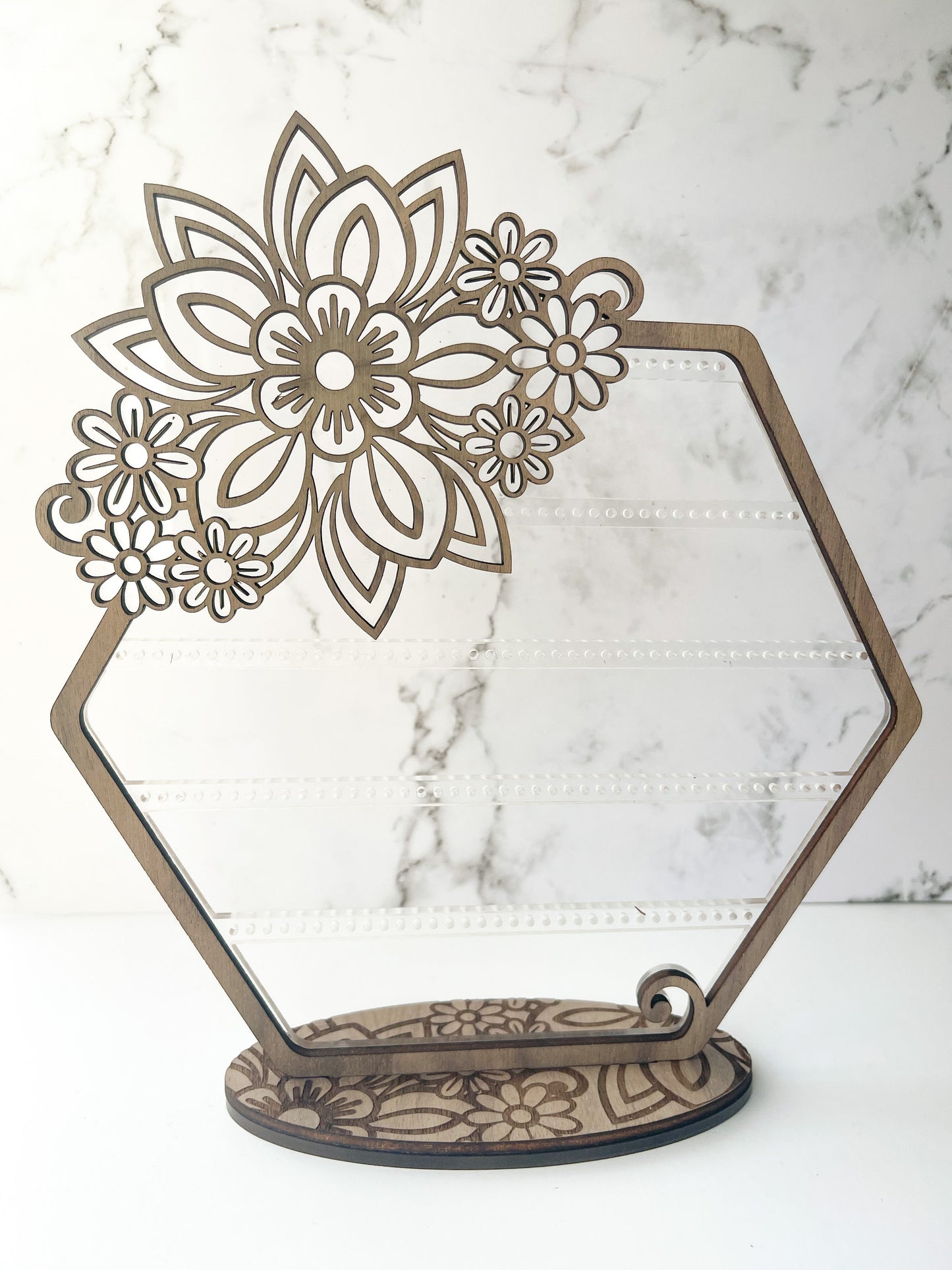 Floral Hexagon Earring Stand