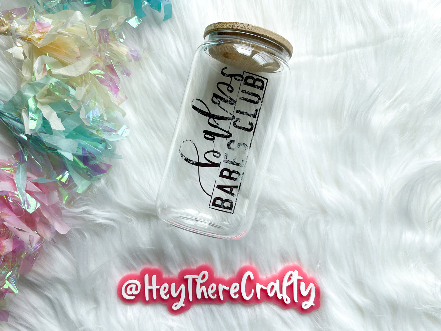 Badass Babes Club | 16 oz Glass Can with Lid & Straw