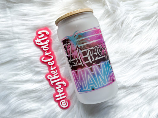 Hot Mess Mama | 16 oz Glass Can with Lid & Straw