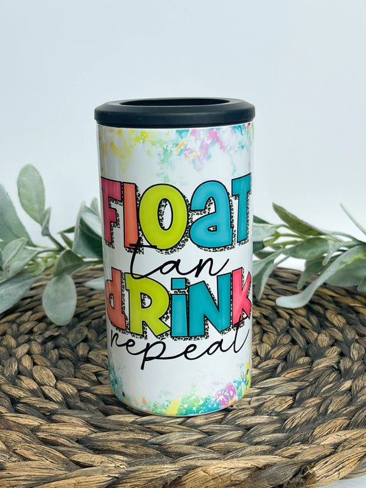 Float, Tan, Drink, Repeat | 14 oz 4-in-One Can Cooler - Hey There Crafty LLC