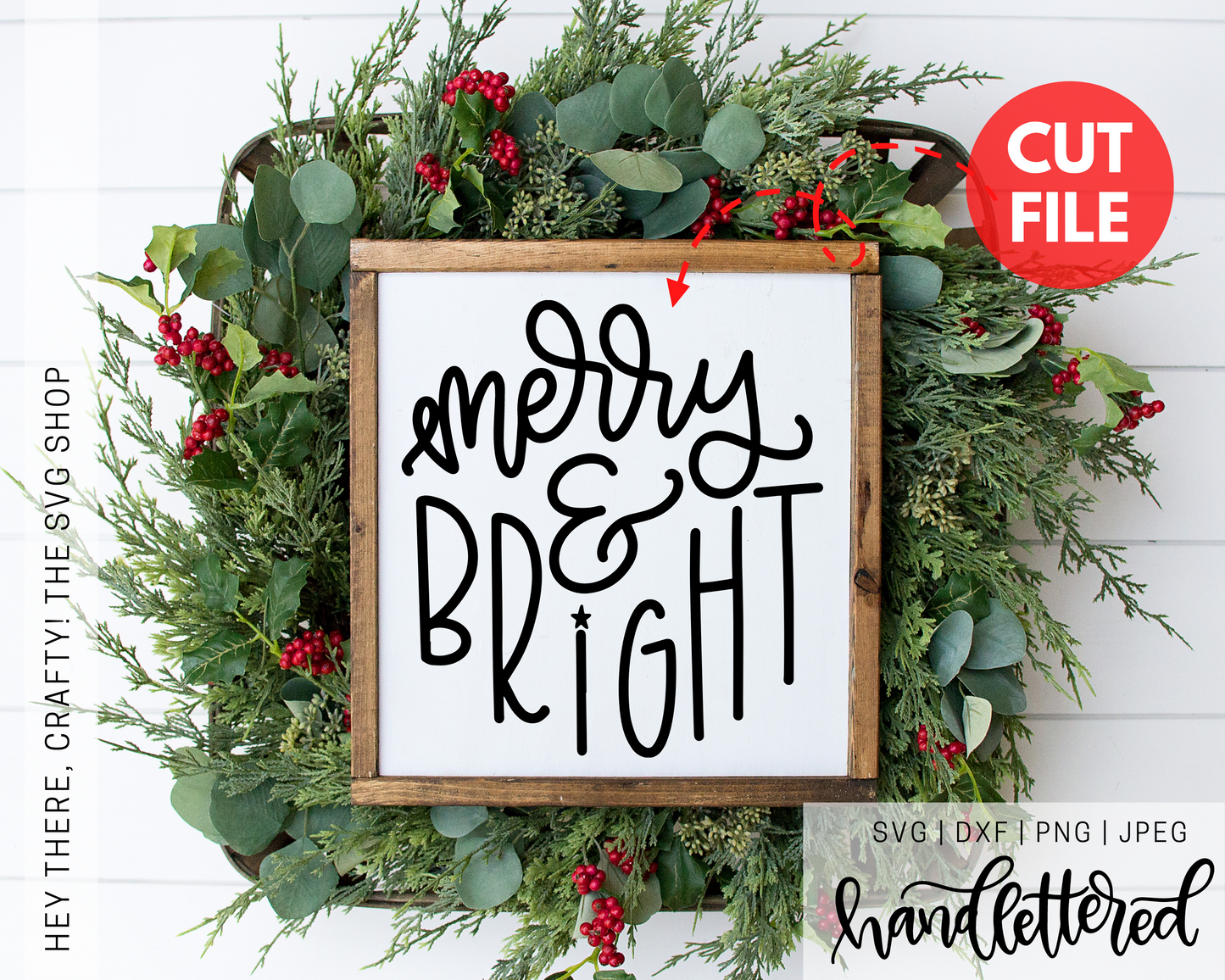 Merry & Bright | SVG, PNG, DXF, JPEG