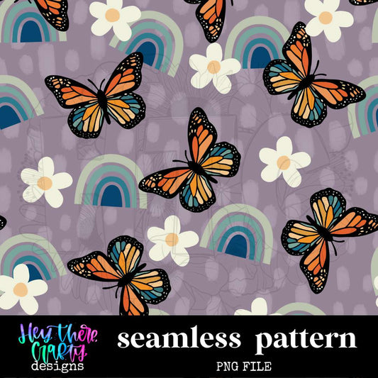 Retro Butterflies - Purple | Pattern/Digital Paper