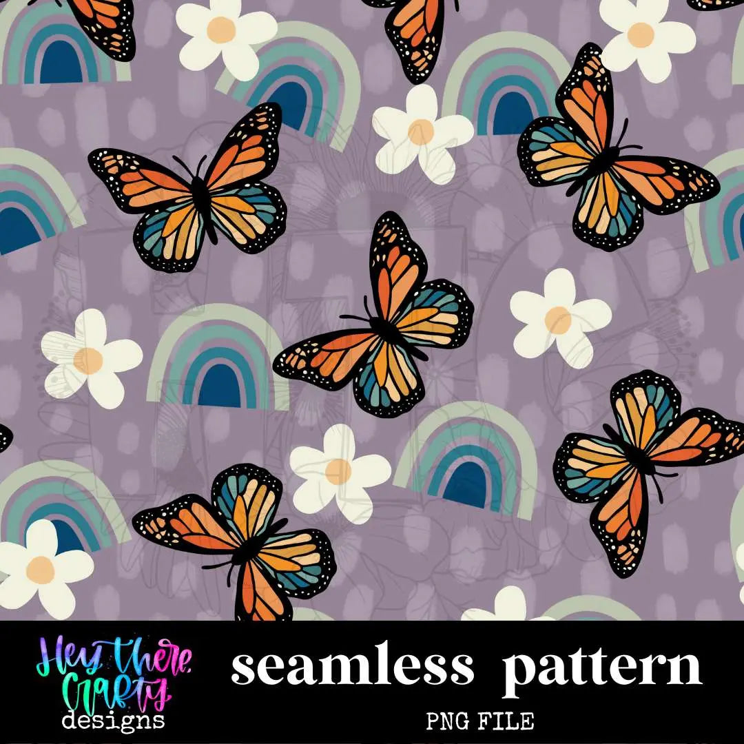 Retro Butterflies - Purple | Pattern/Digital Paper - Hey There Crafty LLC