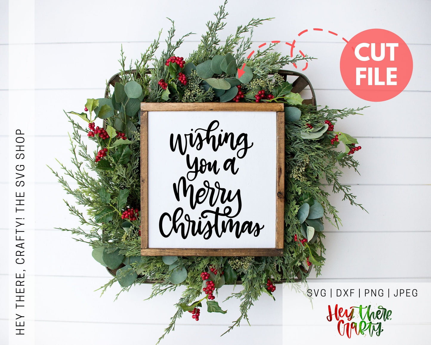 Wishing You a Merry Christmas | SVG, PNG, DXF, JPEG