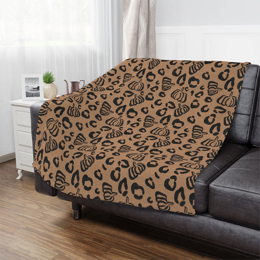 Pumpkin Leopard Minky Blanket