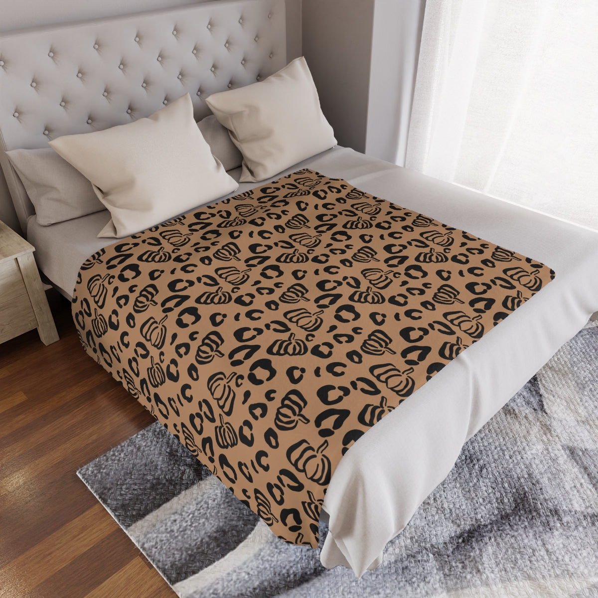 Pumpkin Leopard Minky Blanket