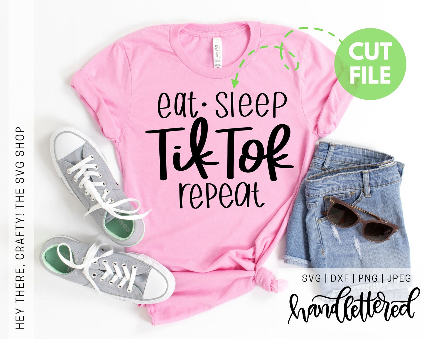 Eat Sleep TikTok Repeat | SVG, PNG, DXF, JPEG