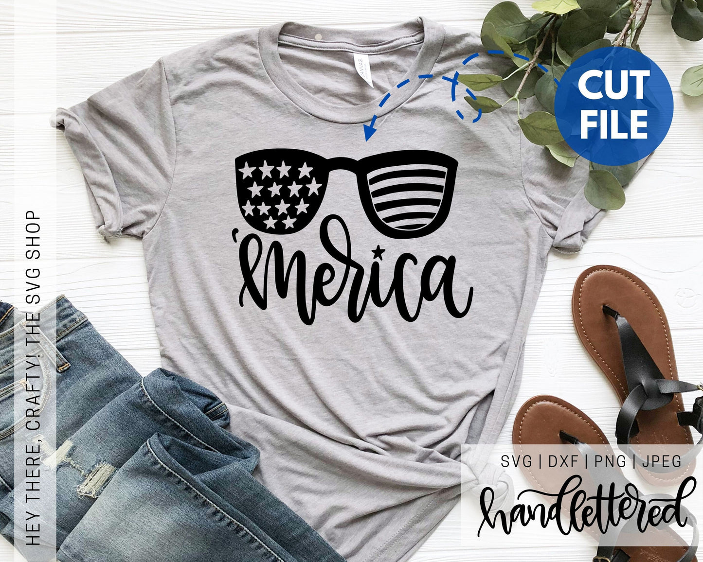 Merica with Glasses | SVG, PNG, DXF, JPEG