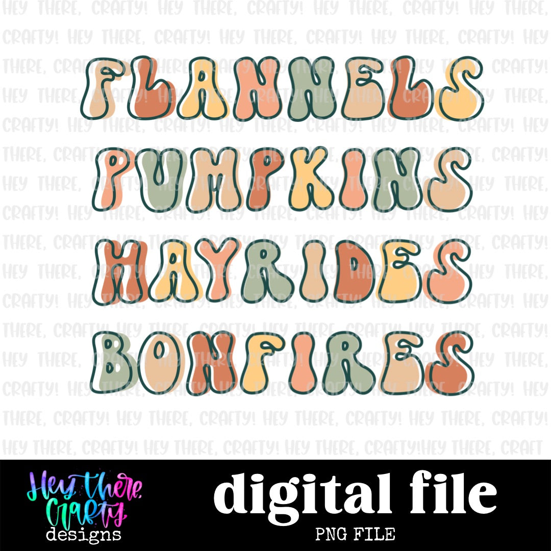 Flannels, Pumpkins, Hayrides, Bonfires | PNG File